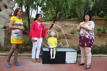 Daños a la escultura de Sanmao en San Juan (Foto TA)